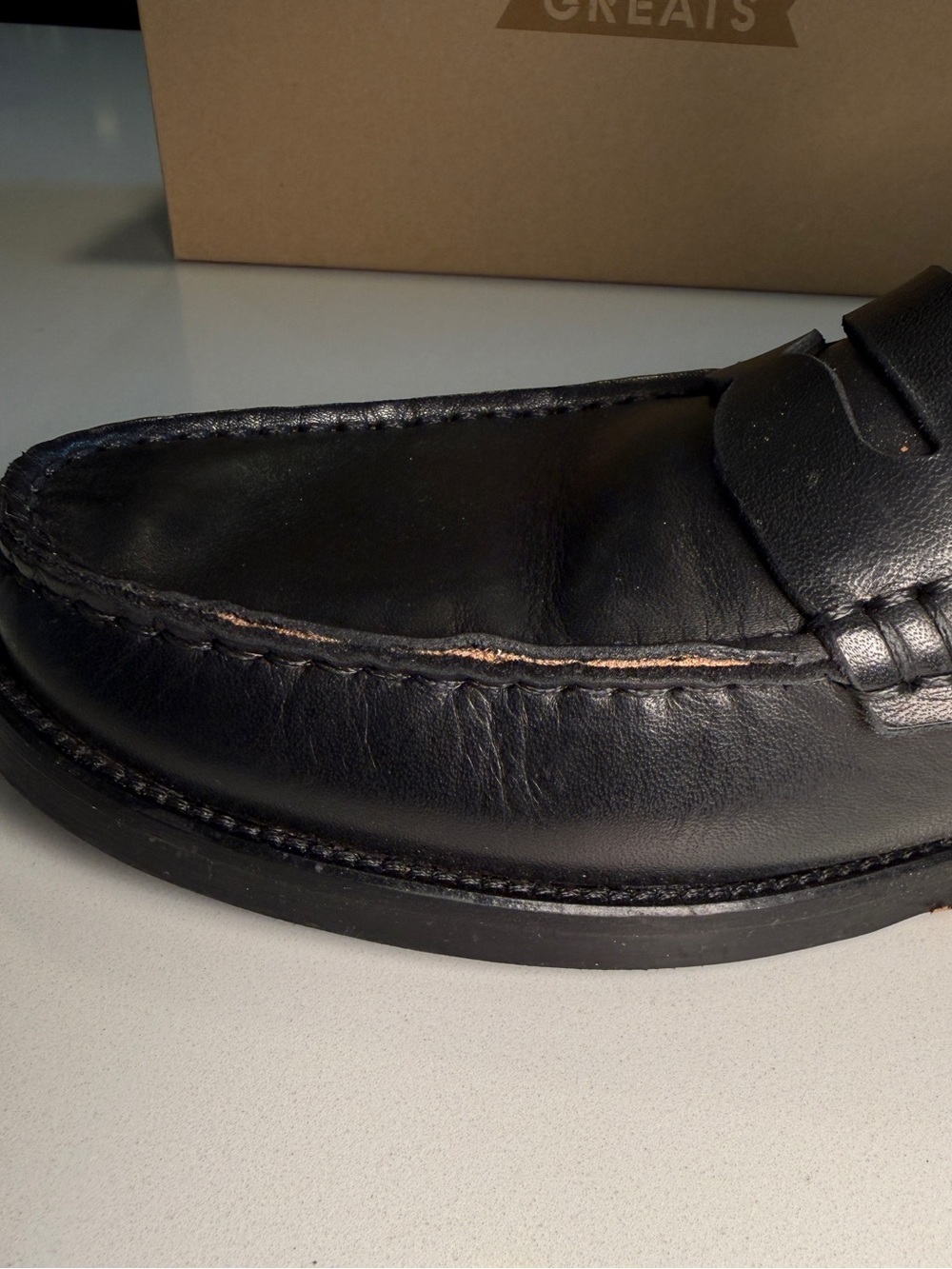 GREATS - Black Leather Penny Loafers in Men’s Size 12 - Picture 11 of 15